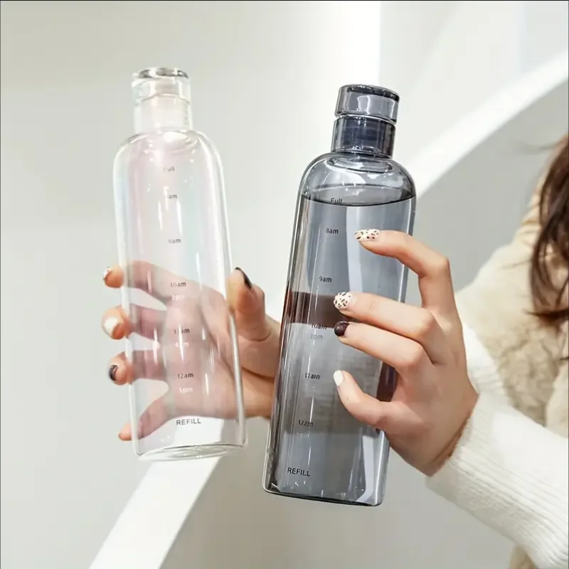 750ml Elegant Leakproof Water Bottle with Time Scale Stay Hydrated Daily Lightweight & Portable for Fitness & Outdoor Adventures