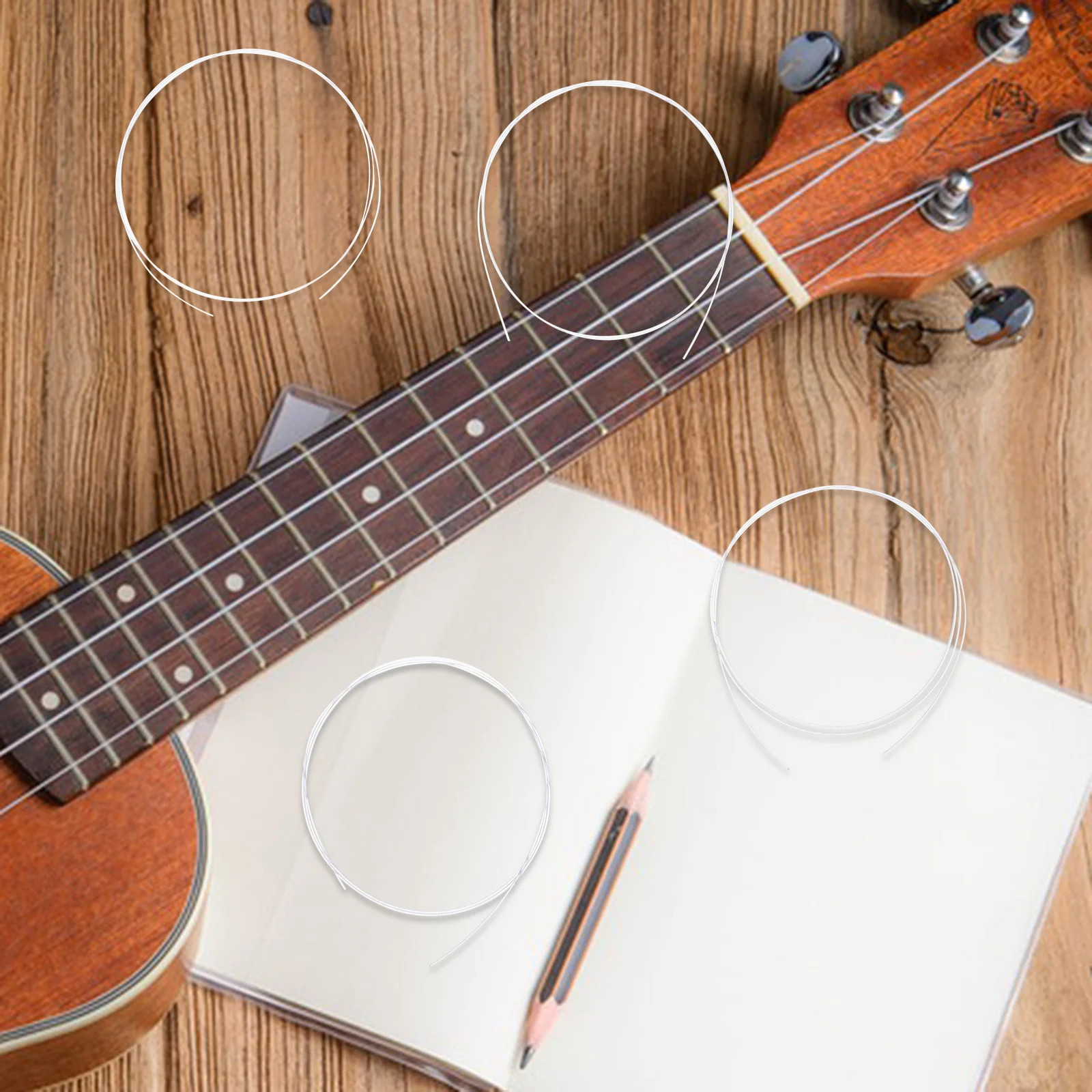1 conjunto de cordas para ukulele, kit de nylon, peça de reposição, tom claro, material durável, experiência de jogo confortável, uso versátil