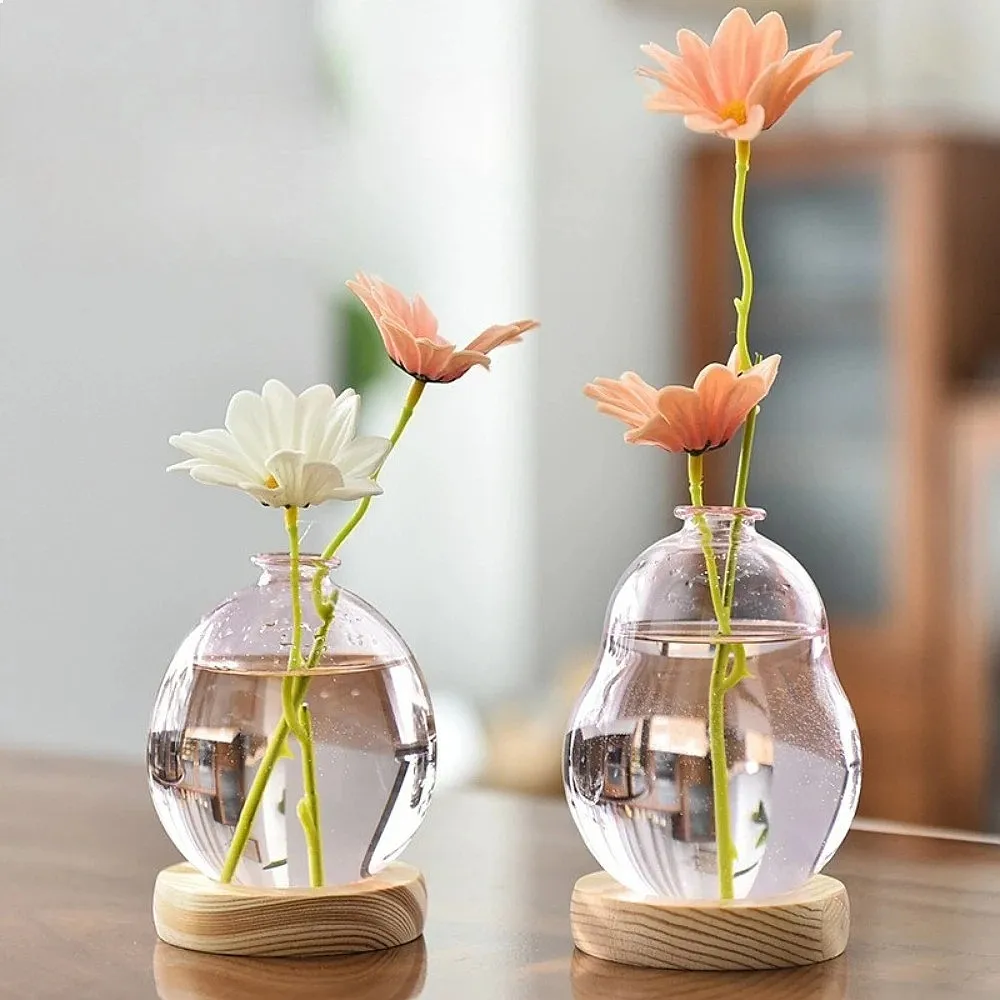 Creative Bubble Vase Hydroponic Glass Vase Transparent Pink Flower Arranger Table Decoration Ornament