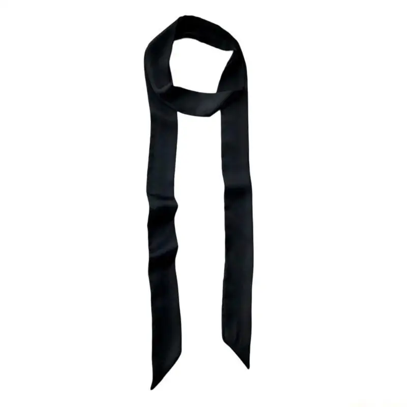 

31BF Silk Feeling Scarf for Women Skinny Belt Necktie Neck Scarf Girls Photo Props