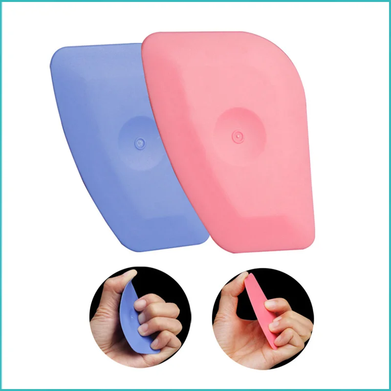 

2Pcs Vinyl Label Scraping Tool Soft Blue Squeegee Pink Hard Corner Trimming Scraper Car Stickers Remover Window Tint Tool