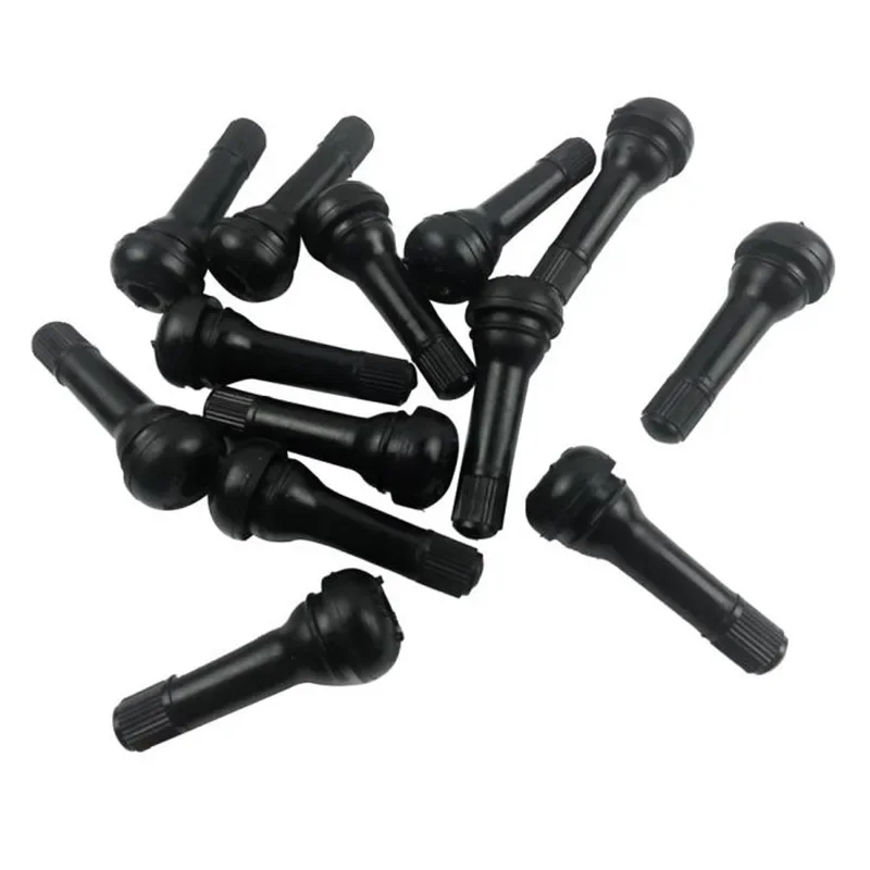 

4PCS TR412/TR414 Snap-In Tire Valve Stems Short Black Rubber Wheel Replacement with Dust Cap