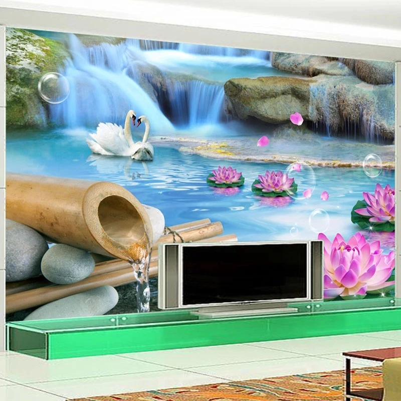 Customized Photo Wallpaper 3D Swan Lake Nature Scenery Mural Bedroom Mural Living room sofa TV background wall restaurant Hotel