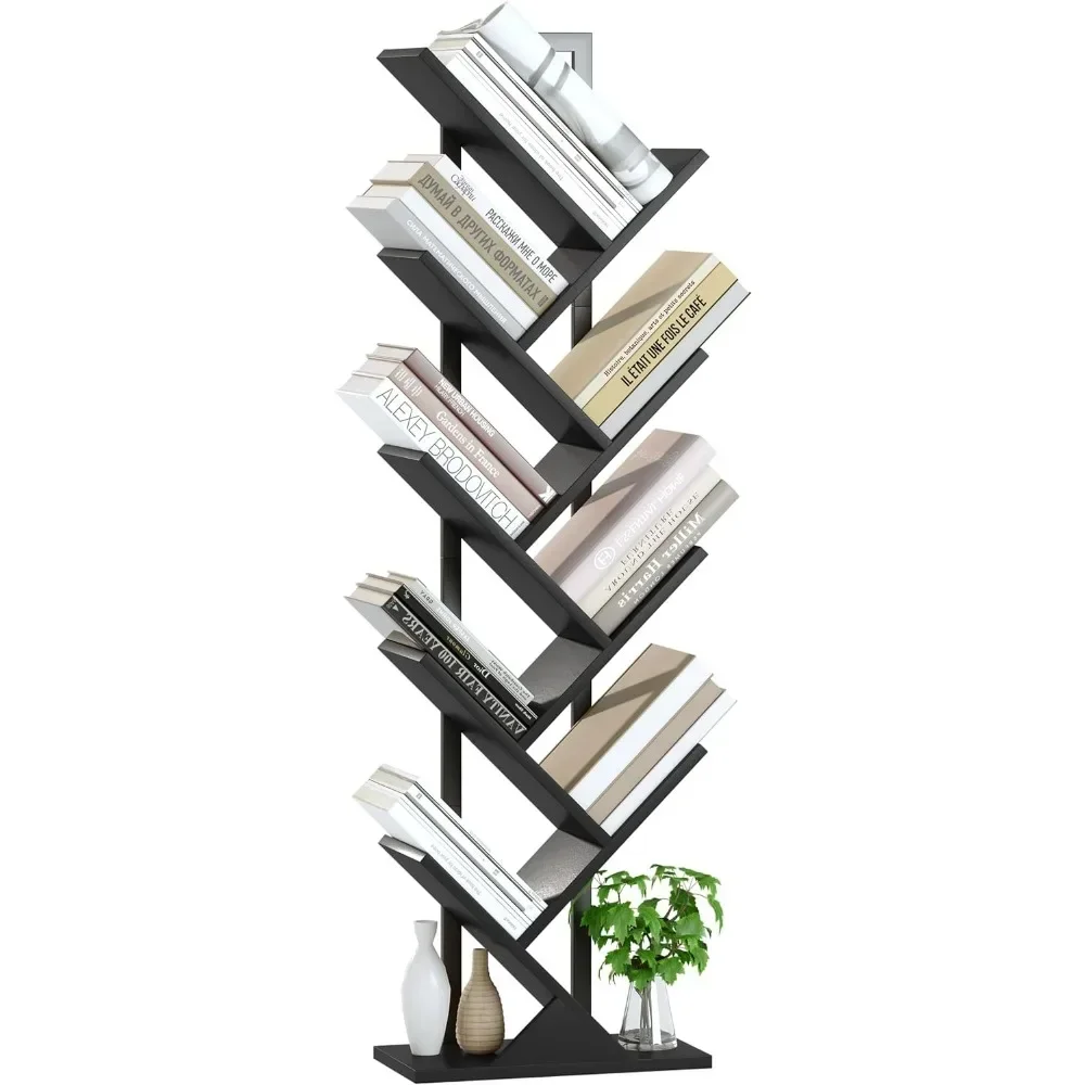 

Tree Bookshelf, Geometric Bookcase with Steel Pipe for Living Room Bedroom, Floor Standing Books Shelves for Home Office