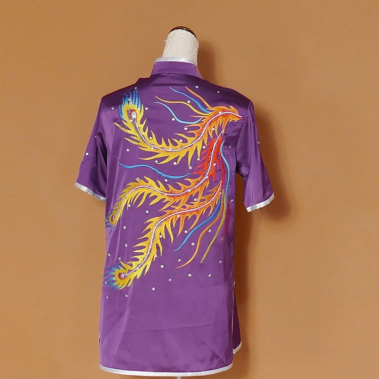 Changquan Women Wushu Performance Uniform Phoenix Embroidery Kung Fu Suit Kid Nanquan Competition Costume Sunrise Phoenix Custom