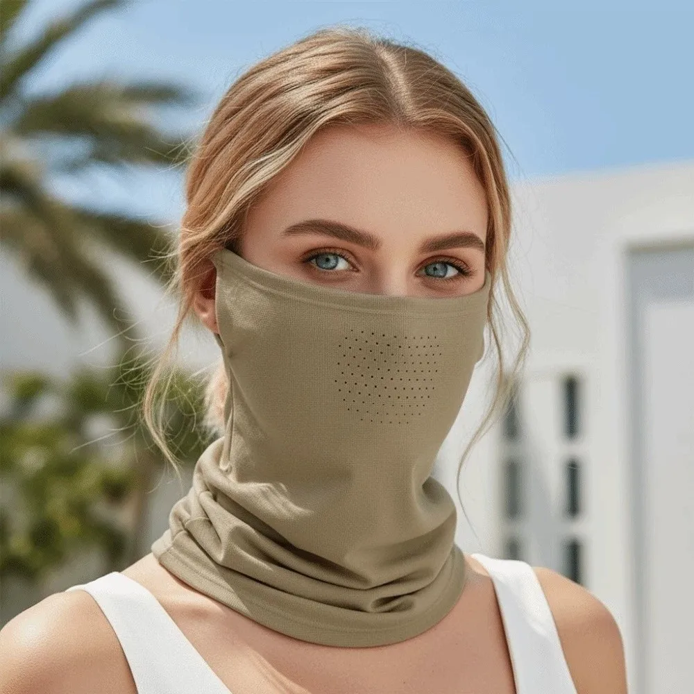 

Outdoor Work Elastic Breathable Sunscreen Mask Thin Neck Sunshade Sunscreen Scarf Hook-on Solid Color Face Sun Protection School