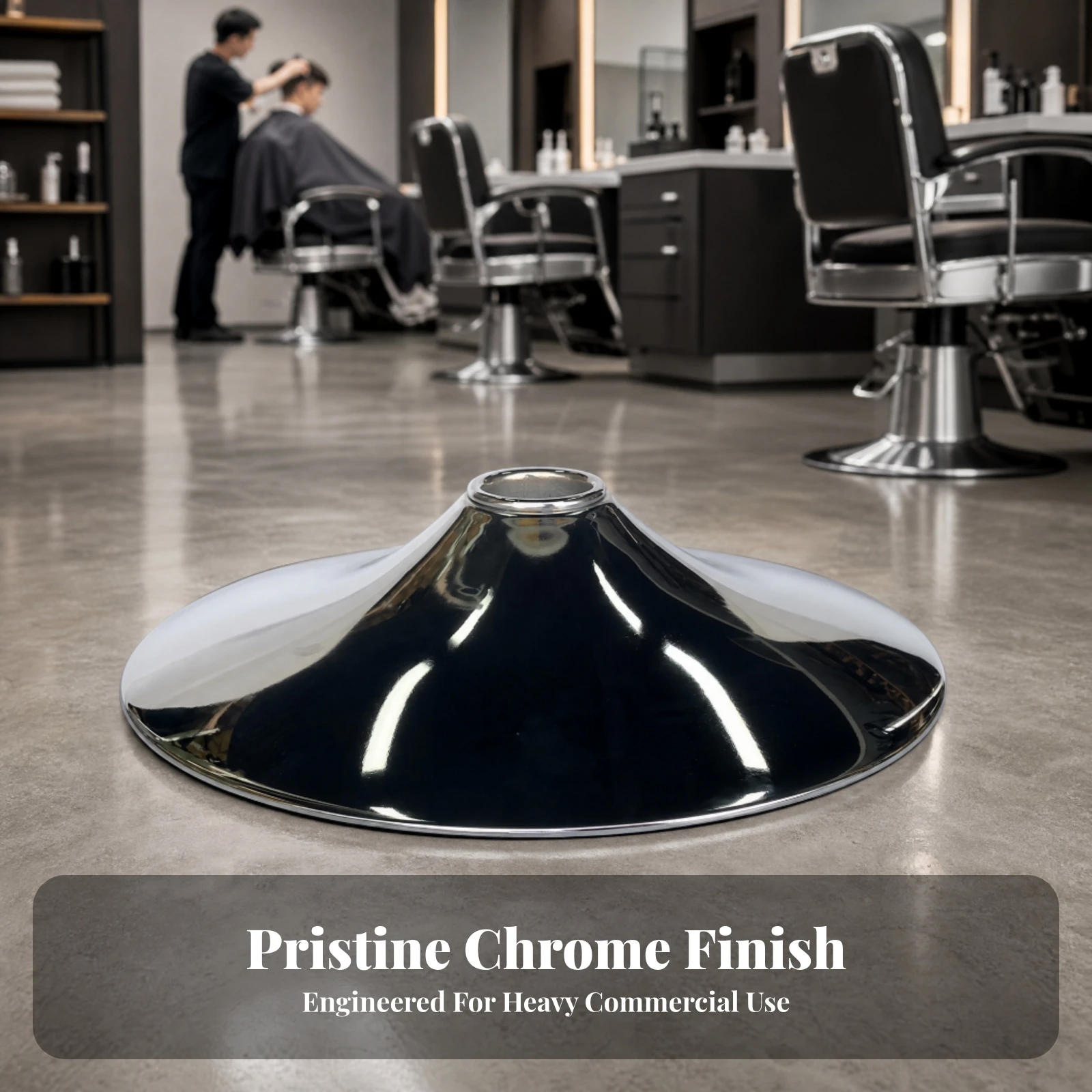 Barber Chair Base Sleek Round Metal Base with Central Opening Strong Replaceable for Salon, Commercial Seating