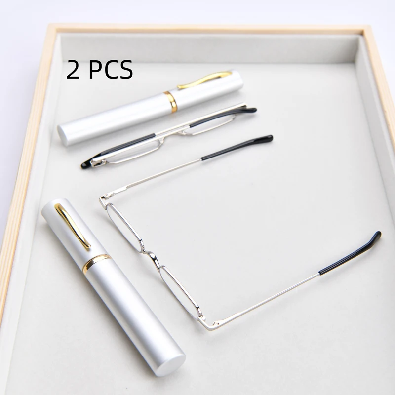 2PC Anzug Mini Kleine Schlanke Lesebrille mit Röhrenetui Tragbare Leichte Lesebrille für Männer Frauen Mini Compact – Detail 9