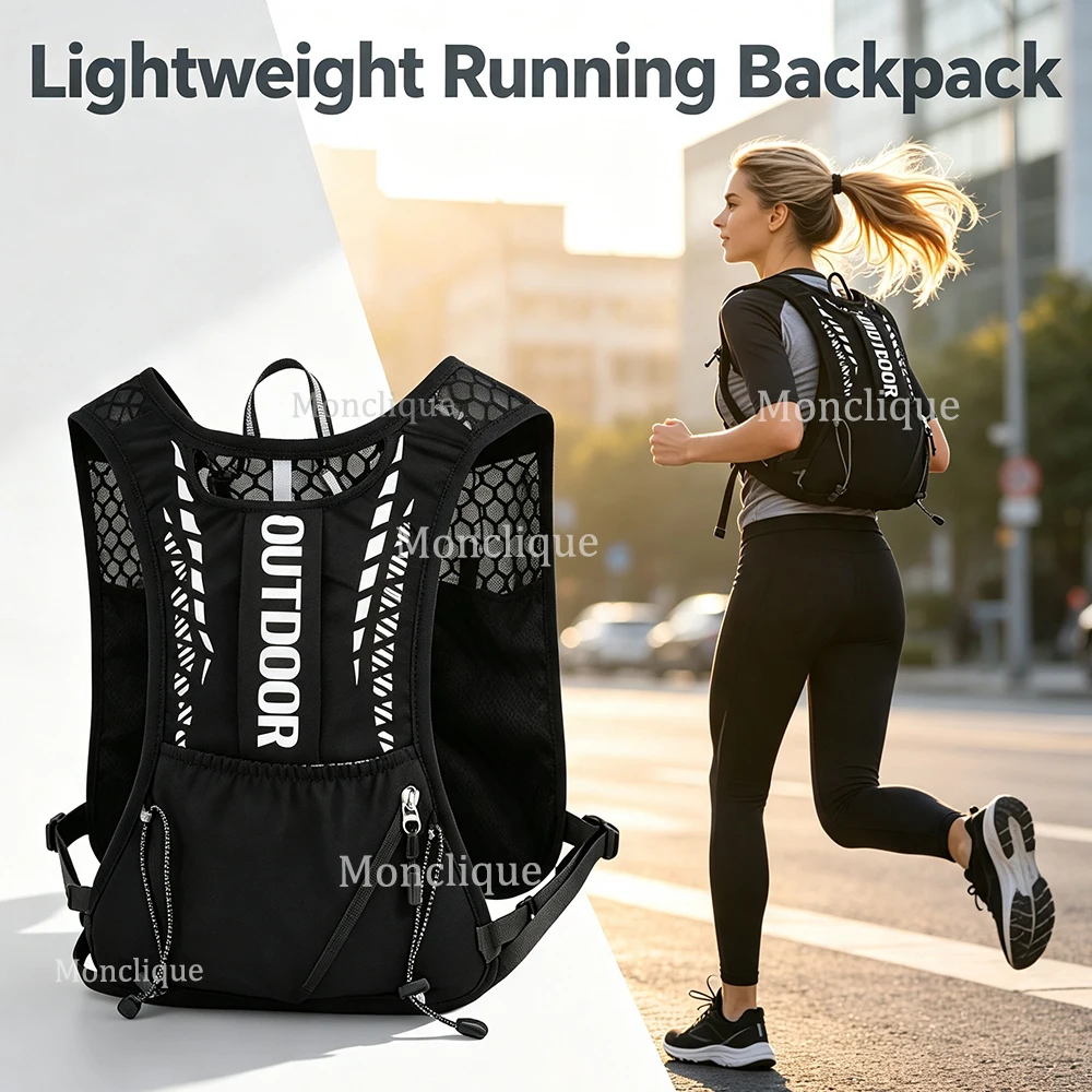Breathable Running Vest Waterproof Lightweight Reflective Cycling Moisturizing Vest Adjustable Outdoor Sports Marathon Backpack