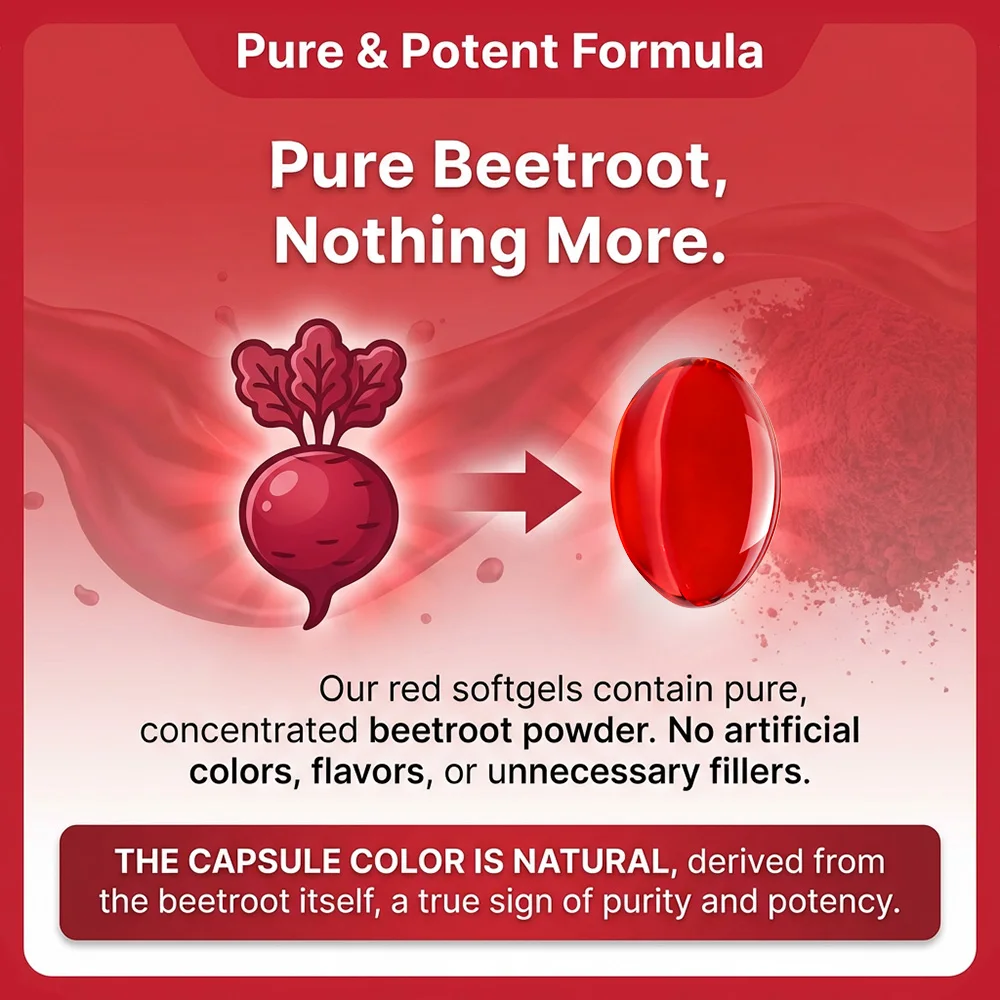 Organic Beetroot Capsules – for Blood Pressure, Energy & Circulation Support, Stamina & Endurance, Non-GMO, Vegan, 120 Capsules
