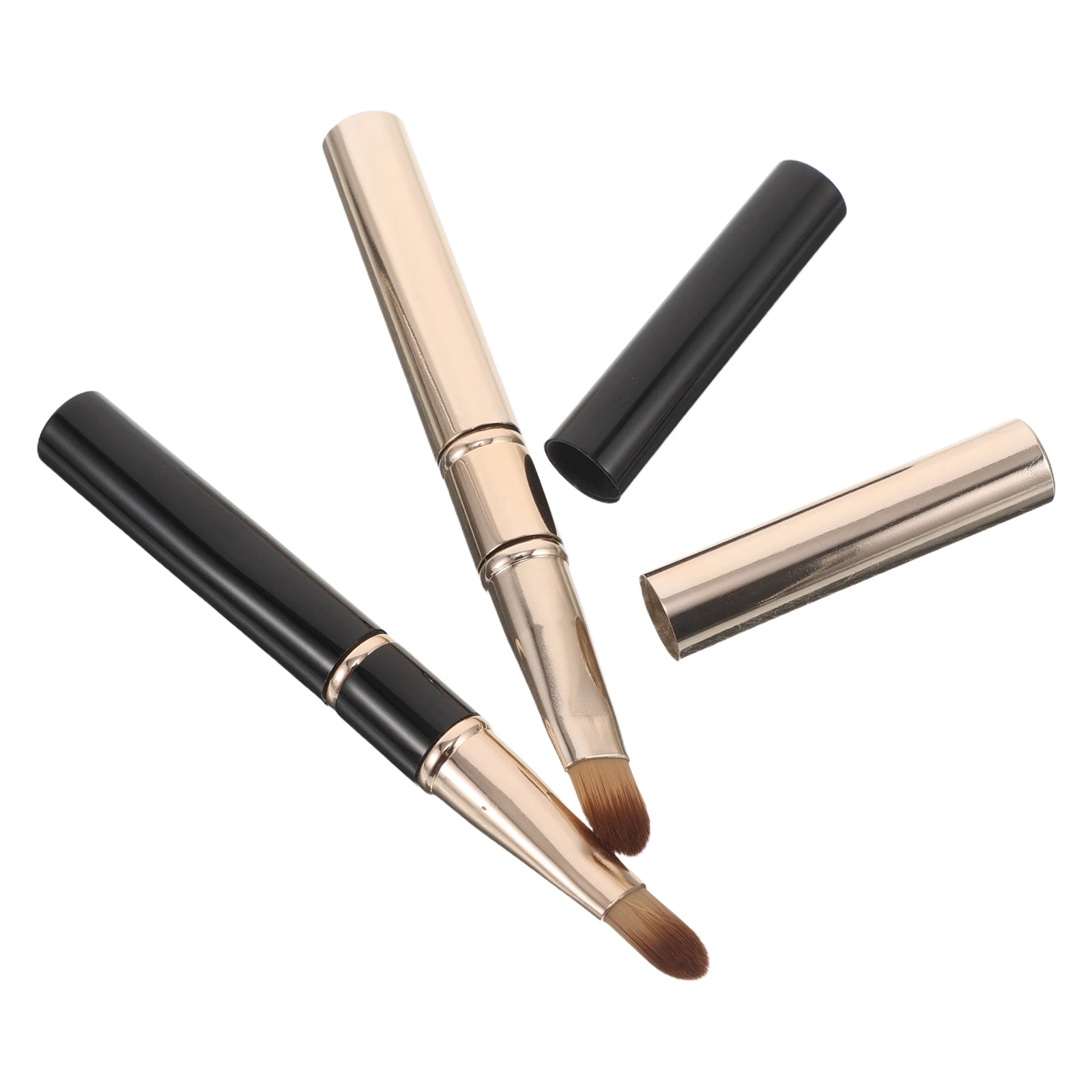 Pennello per labbra a doppia estremità da 2 pezzi Punta in silicone Testa tonda e piatta per un'applicazione precisa Miscelazione Rossetto Lucido Tinta Trucco da viaggio