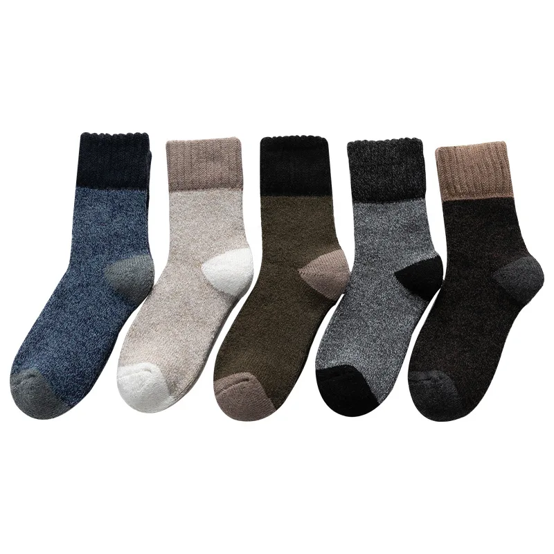 

Autumn and Winter Retro Socks Men's Parallel Color Matching Terry Socks Thickened Warm Socks