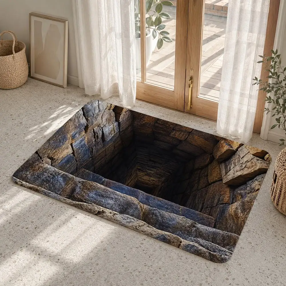 Ancient Brick Tunnel View Floor Mat Flannel Rug Non Slip Absorbent Soft Washable For Entryway Hallway Bathroom Kitchen Decor