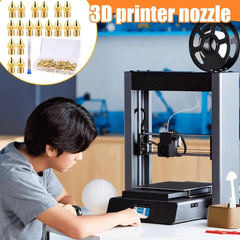 3D Printer Nozzle Tool 70 Pieces Brass Nozzles 3D Printer Nozzles Flexible Hotend Nozzles With Tools For Home Users Business