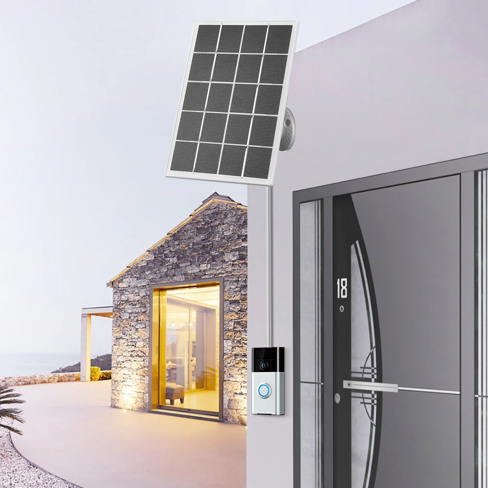لوحة طاقة شمسية 20 وات لجرس الباب الدائري مجموعة اللوحة الشمسية لجرس باب يتضمن شاشة عرض فيديو 4 3 3 Plus 2 360 ° شاحن شمسي مثبت على الحائط قابل للتعديل #4