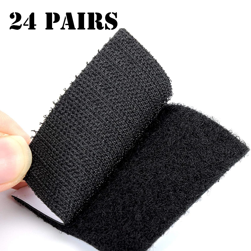 12/24 pairs Heavy Weight Hook and Loop Strips with Adhesive Sticky Back Fasteners Double Sided Mounting Tape Holds Picture Frame