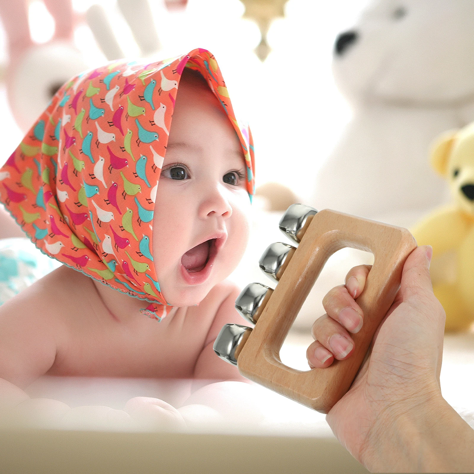 

Hand Bell Shaker Musical Instrument Toddler Bells Wooden for Kids Shaking Instruments Toddlers Child