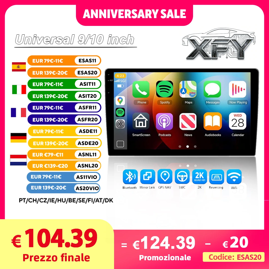 

XFY 9 10" Universal Car Radio Android Auto Carplay Car Stereo Multimedia Player WIFI GPS Autoradio Car Intelligent Systems 2026