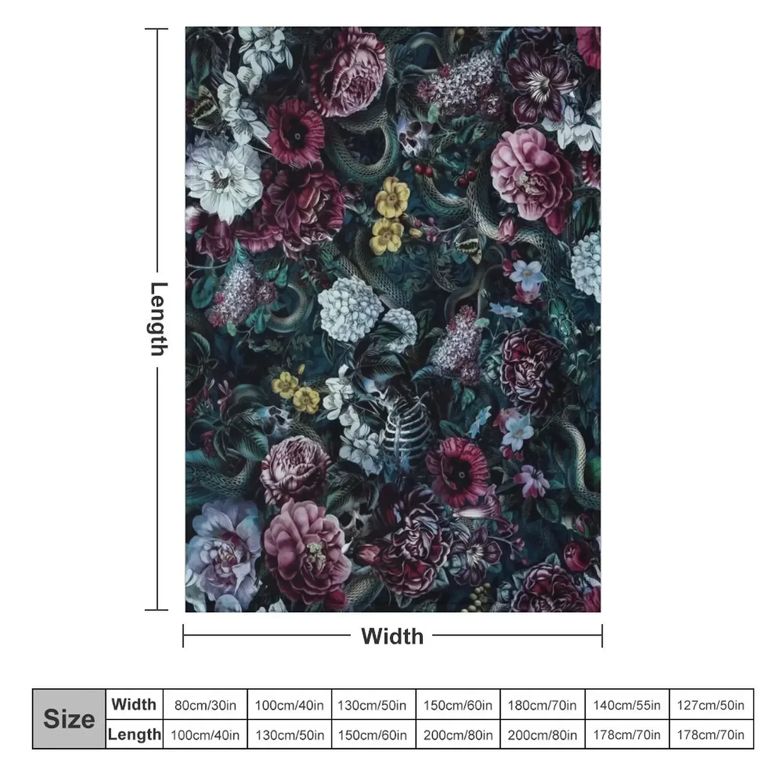 Skulls and Snake II Throw Blanket couch cozy soft plush fuzzy picnic outdoor blanket