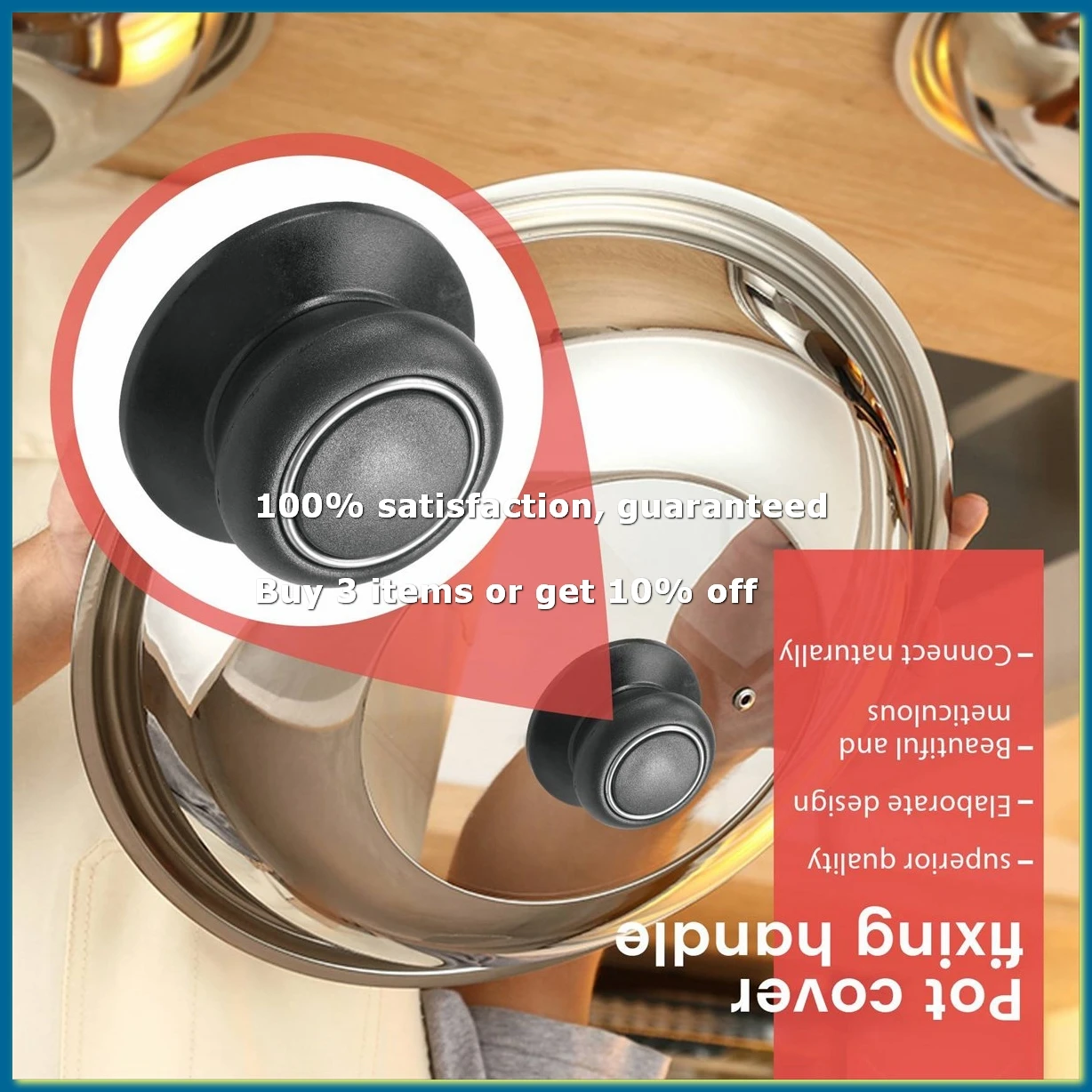 4 Pieces Pot Lid Knob Pan Lid Holding Handle Universal Kitchen Cookware Lid Replacement Knob-DTB1