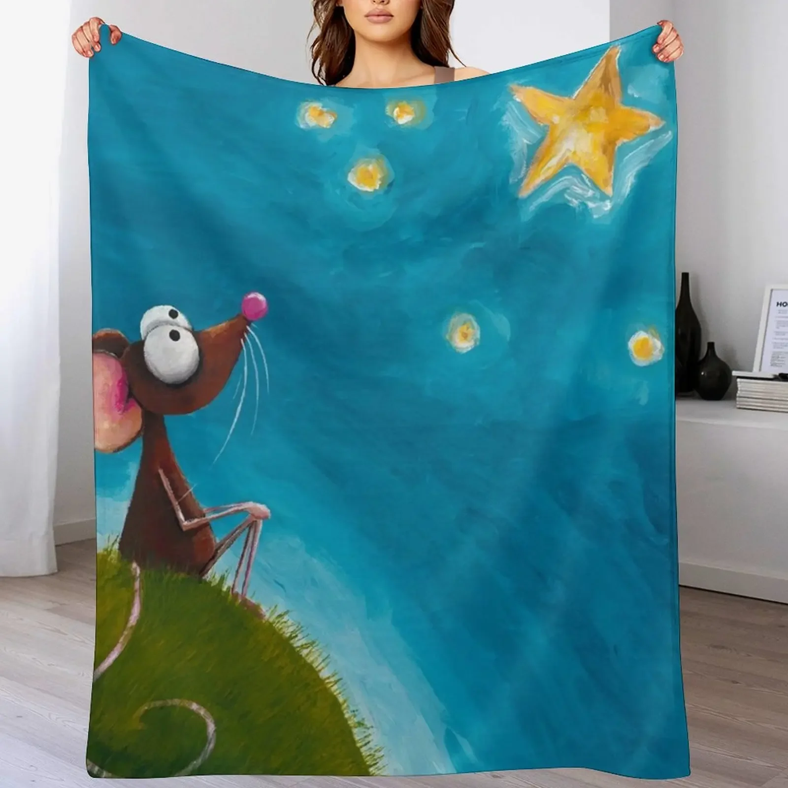 

New Star Gazing Throw Blanket Flannels Retros Plush Moving Blankets