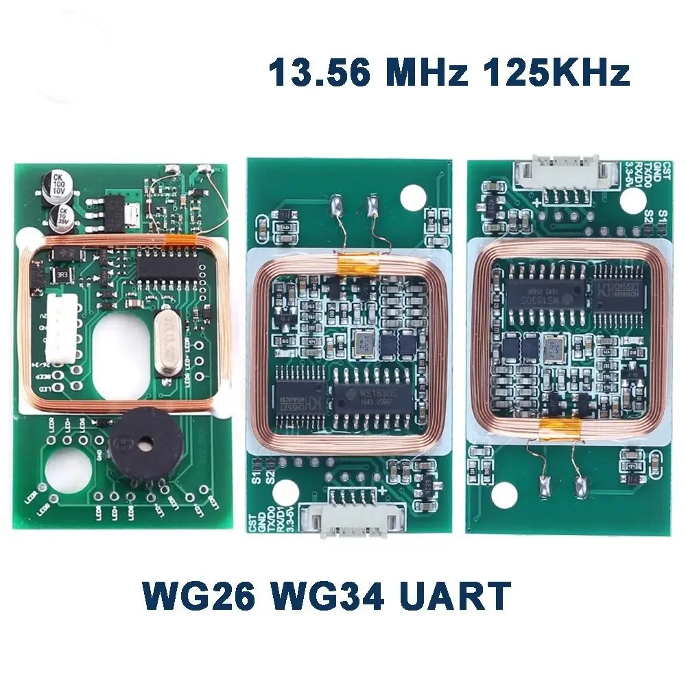 

IC+ID RFID Reader Module Dual Frequency 125kHZ/13.56MHZ ID Card Reader WIEGAND,UART 3.3V/5V IC Card Reader