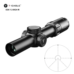 T-EAGLE EOX 1.2-6X24IR Tático LPVO Alcance de Rifle Curto Para Caça Caza Riflescope Com Iluminado 1/4 MOA Airsoft Sight.223