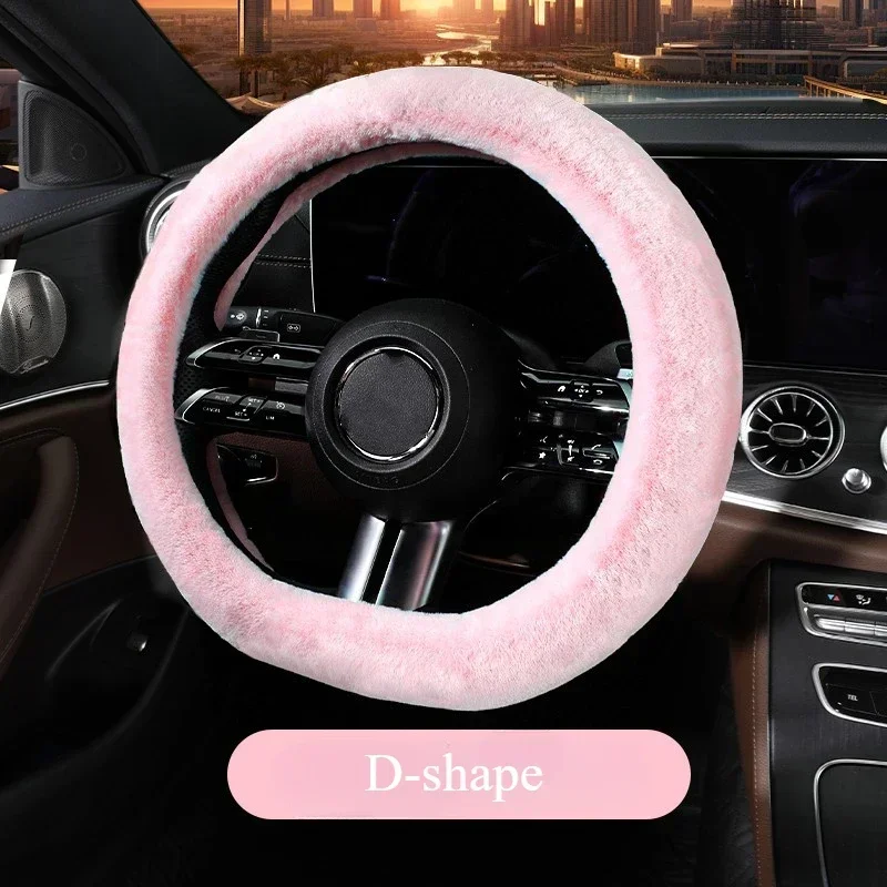 

Universal Winter Plush Steering Wheel Cover Fashionable Warm Car Steering Covers Car Accessories Interior Woman