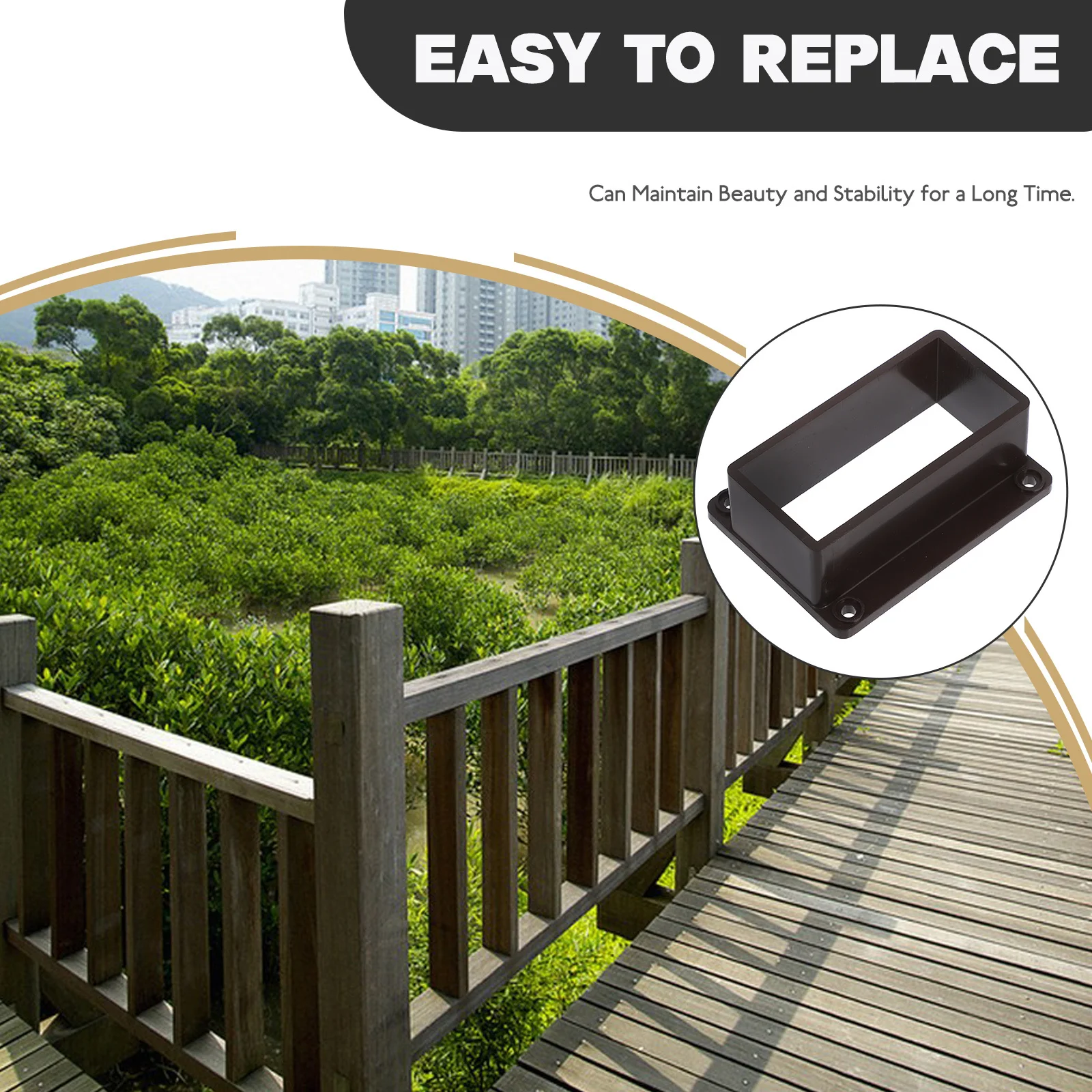 4 قطعة موصلات درابزين سطح السفينة لسياج الخشب حل مريح لترقية أو إصلاح الأسوار مقاومة الطقس قوية #6