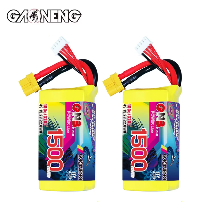 2Pcs GNB Lipo Battery HV 4S 15.2V 1500mAh 160C/320C With XT60 Plug For Racing Drone FPV Quadcopter Helicopter Parts Hobby