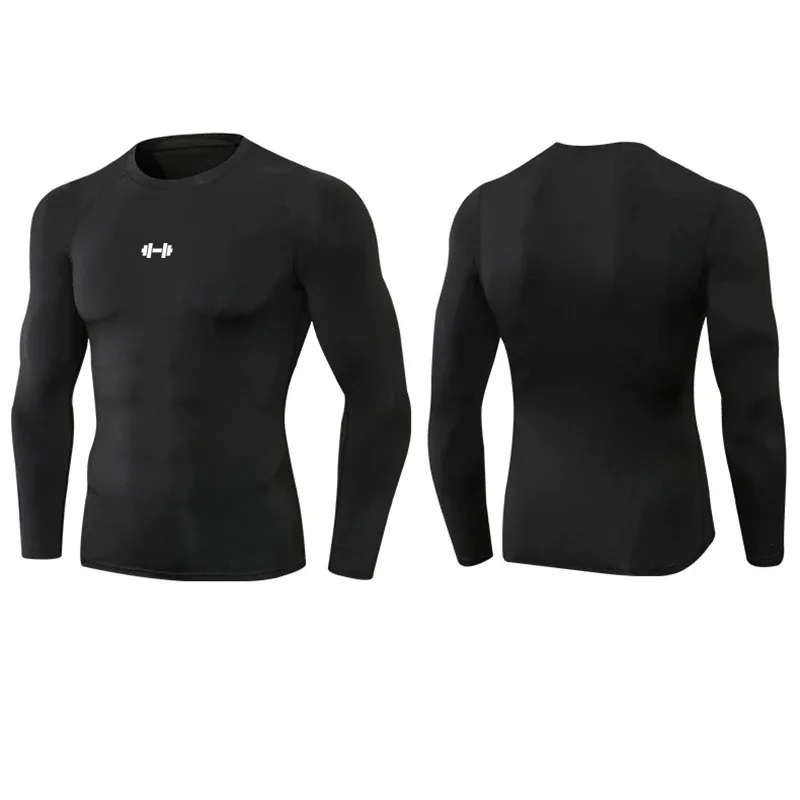 Maglietta a Compressione a Maniche Lunghe da Uomo, T-shirt Sportiva Autunnale per Corsa, Palestra, Fitness, Tuta da Jogging, Top Atletico Rashguard