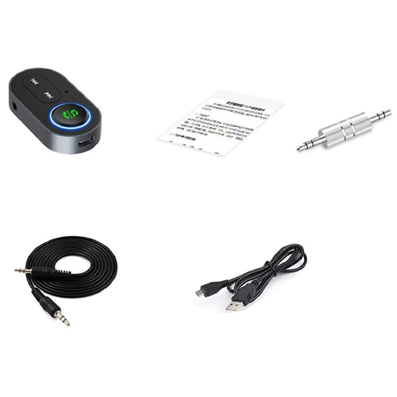 Bluetooth Adapter With Stereo Voice Broadcasting Car Wireless 5.1 Bluetooth Receiver With 3.5Mm Audio Cable