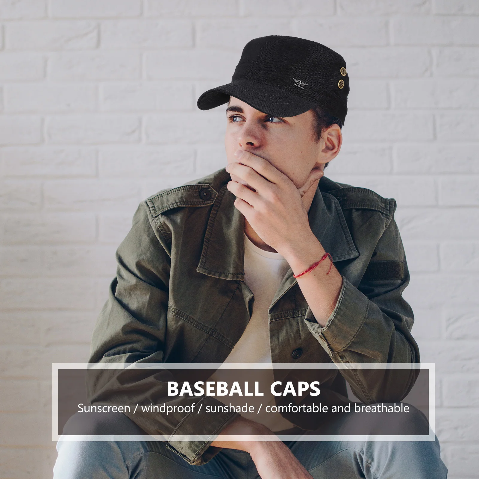 

1pc Baseball Cap Premium Sun Hat For Men Fashion Flat Top Outdoor Sports Breathable All-Match Camping Travel Hat