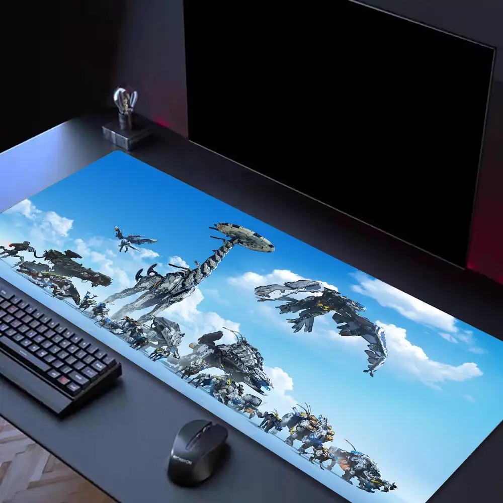 H-Horizon Zero Dawn Mouse Pad Tapetes de Mesa Teclado, Borracha Kawai, Tapete de Mesa Antiderrapante, XXL90x40cm