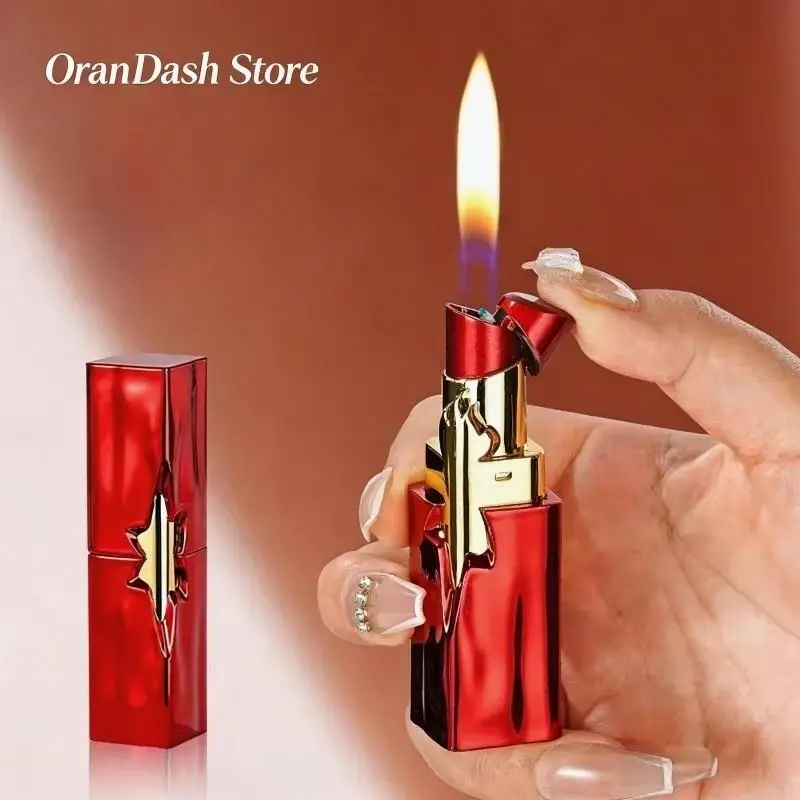 NEW Creative Lipstick Lighter Portable Open Flame Cigarette Lighter Female Student Lighter High-Value Smoker Gifts 2025