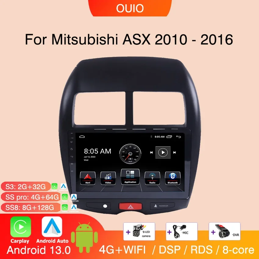 

Радио Android 13 для Mitsubishi ASX 1 2010-2016 C4 Peugeot 4008 Автомобильный стерео мультимедийный видеоплеер carplay Авто GPS-навигация