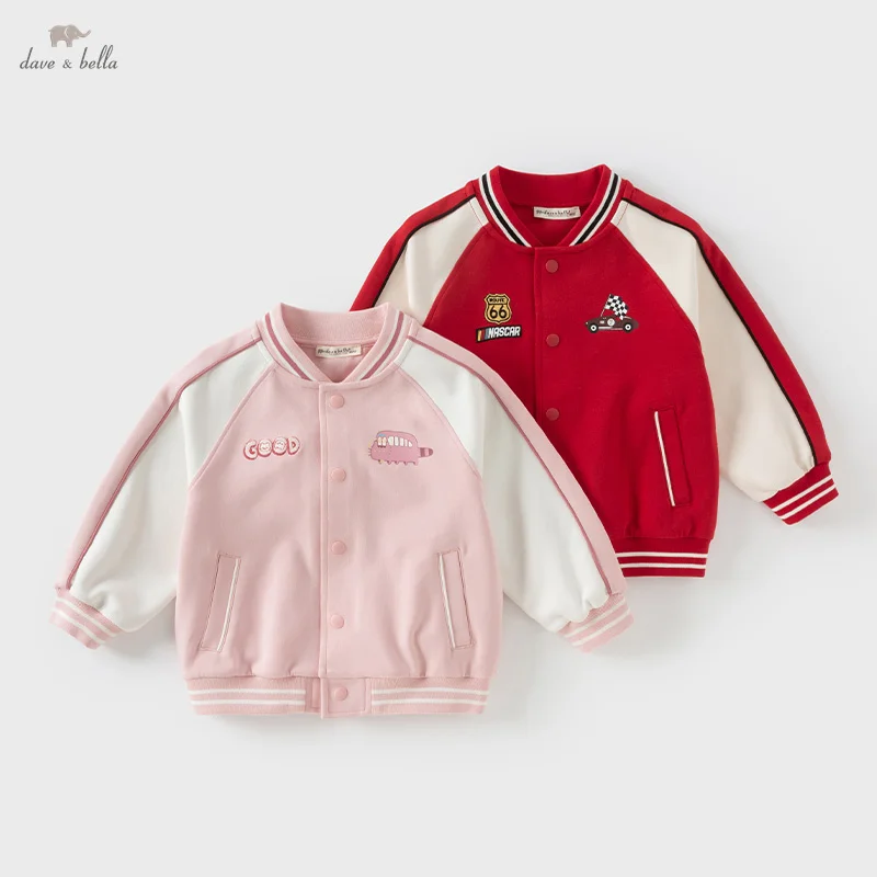 

Dave Bella Boys Girls Baby Knitted Jacket Top 2025 New Spring Fashion Casual Kids Baseball Uniform Sport Outdoor DB1250955