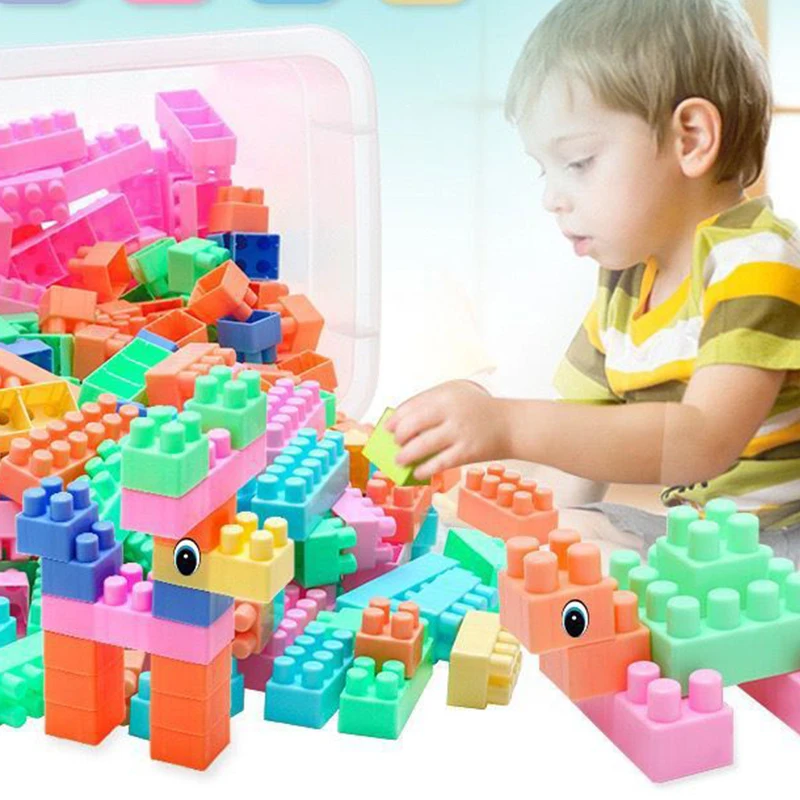 Baby Rubber Big Size Particle Bricks Toys DIY Building Blocks Big Brick Early Educational Large Soft Bricks Toy Bath For Toddler