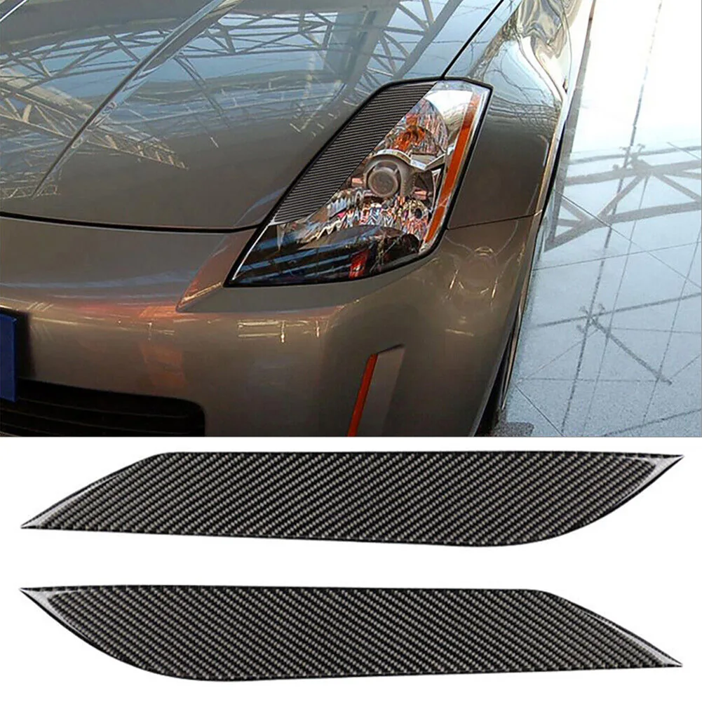 

2 шт. накладки на фары из карбона для Nissan 350Z 2003-09, аксессуары для авто, декоративные наклейки