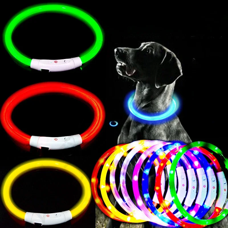 Dog Collar, Illuminated Pet Collar, USB Charging Collar, LED Illuminated Collar Dog Accessories Dog Walking Pet Supplies