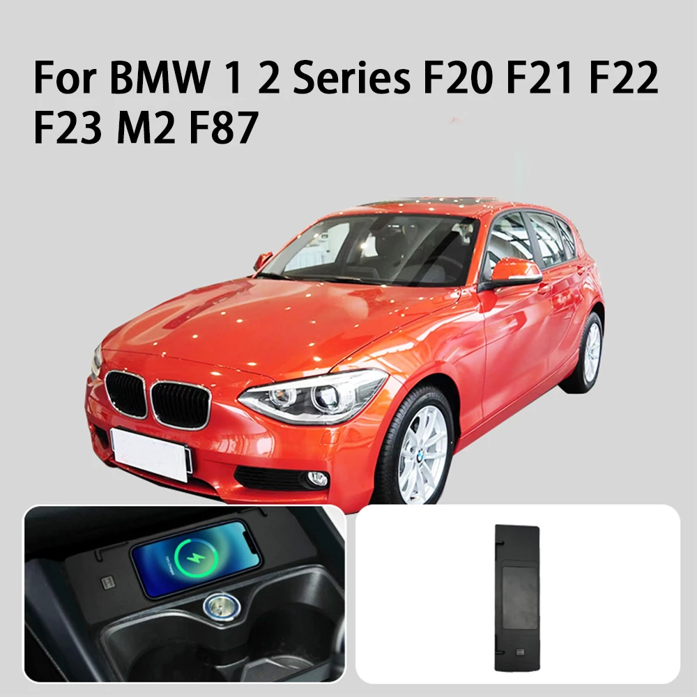 Car Wireless Mobile Phone Charger Center Console Storage QI 18W iPhone fast charge for BMW 1 2 Series F20 F21 F22 F23 M2 F87