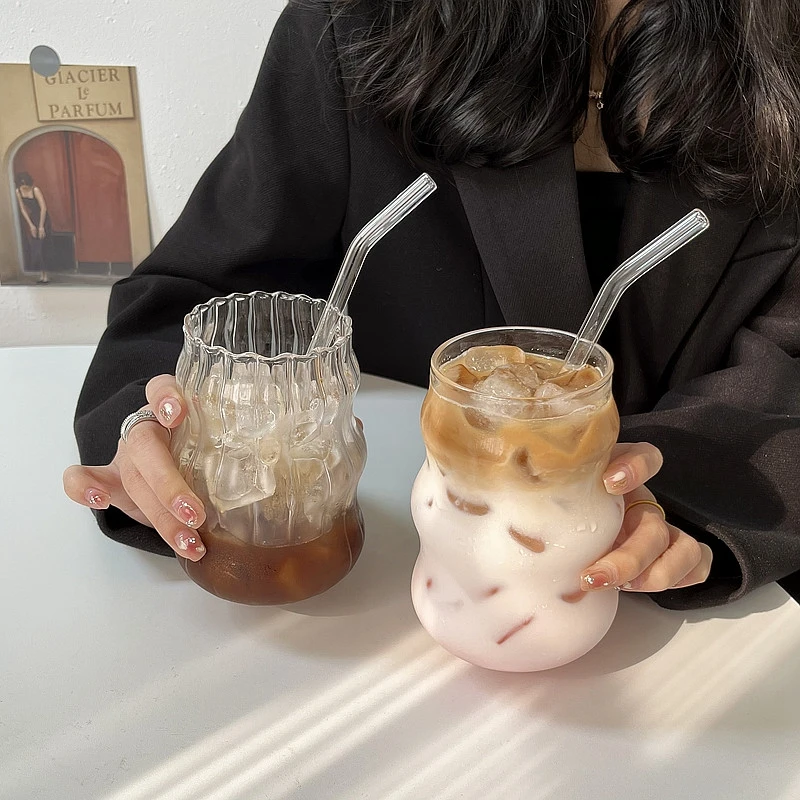 Cold Coffee Cup Glass Cups Dessert Juice Milk Drinkware Iced Water Glass Drinking Cup Coffee Mug Cocktail Glasses כוס קפה קר