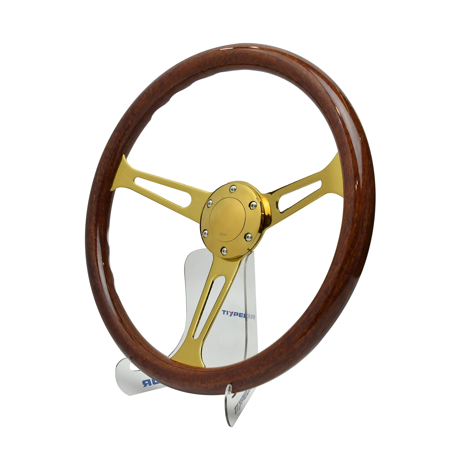 

Tiypeor Universal Racing ABS Steering Wheel Sports 15 inch 380mm Golden Car Sports Wood Style ABS Steering Wheel