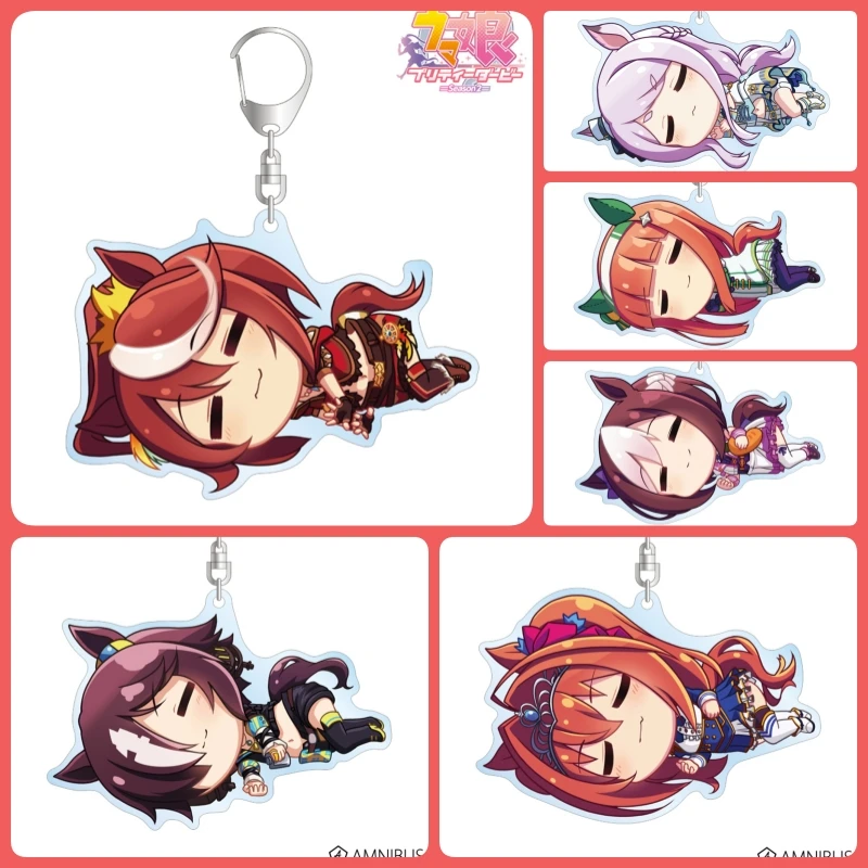 Game Pretty Derby Anime Rice Shower Special Week Silence Suzuka Tokai Teio Ship Keychain Doll Acrylic Keyring Pendant for Gift