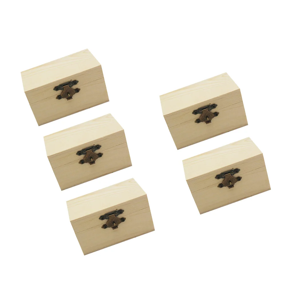

5pcs Wooden Storage Box Organizer Rustic Decor Treasure Chest Desktop Sundries Tray Child DIY Wooden Box Gift Case