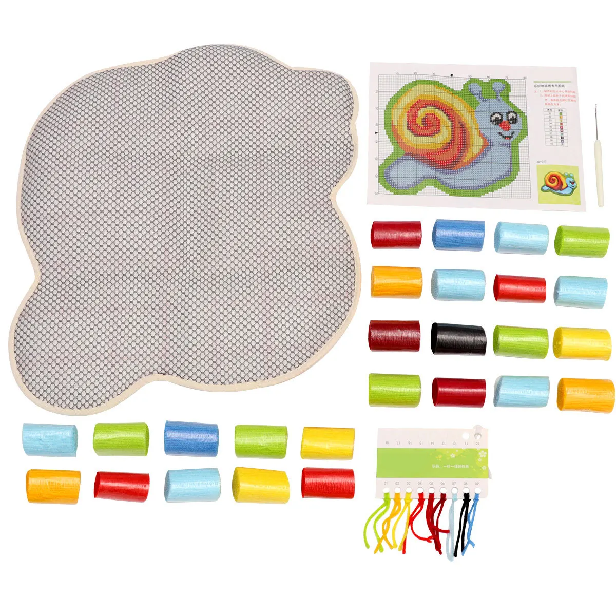 

1Set Embroidery Materials Package Handmade Embroidered Carpet DIY Cushion 50x42cm Durable Colorfast Home Decoration Sky-Blue