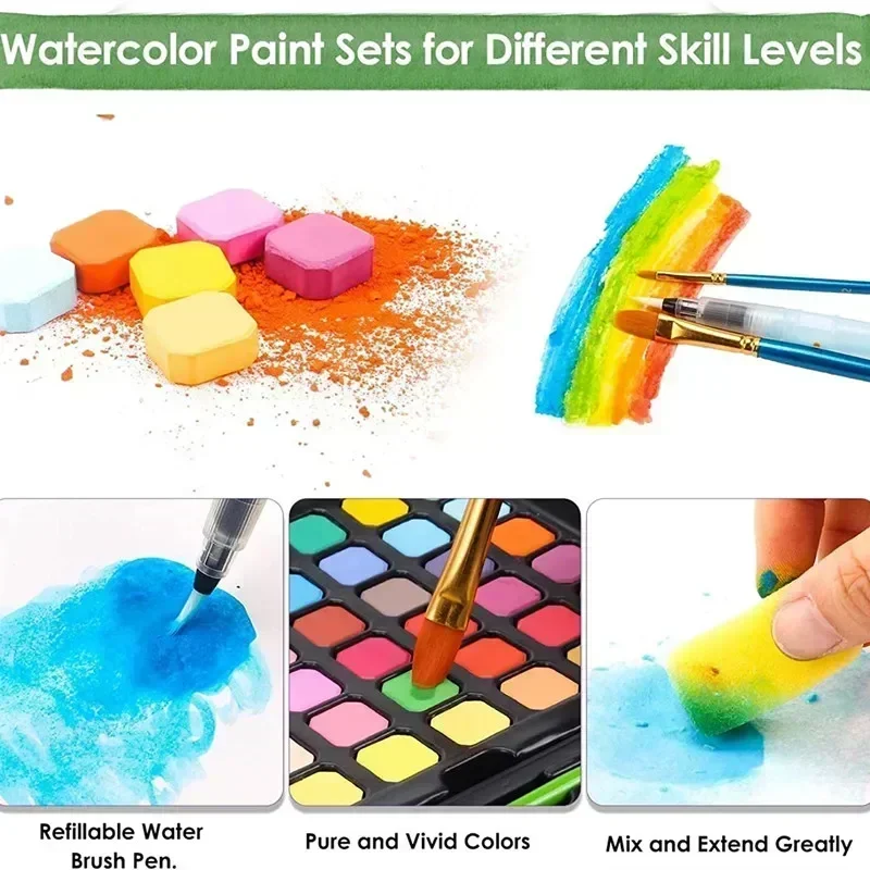 Pinturas de acuarela sólidas, juego de colores al agua para pintura artística, diseño de uñas 006