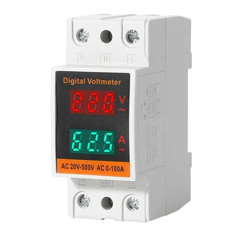 

Q2Q4 Rail Mount Voltages & Current Meter with High Brightness LED Power Consumption Analyzers Device for Clear Readings