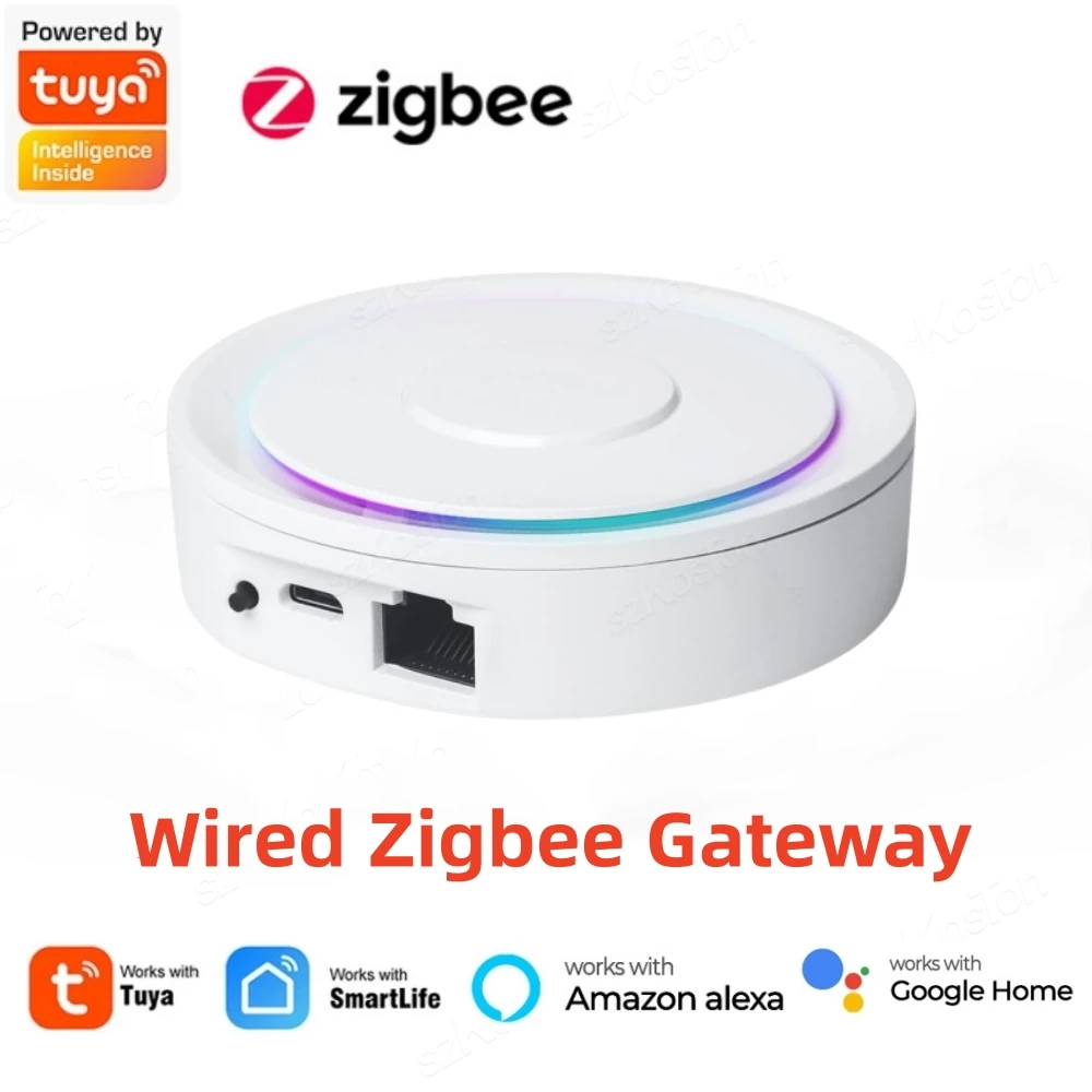 Tuya ZigBee Gateway Hub Smart RJ45 Wired Gateway Bridge Voice Control works with Alexa Google Home Assistant Smart Life App