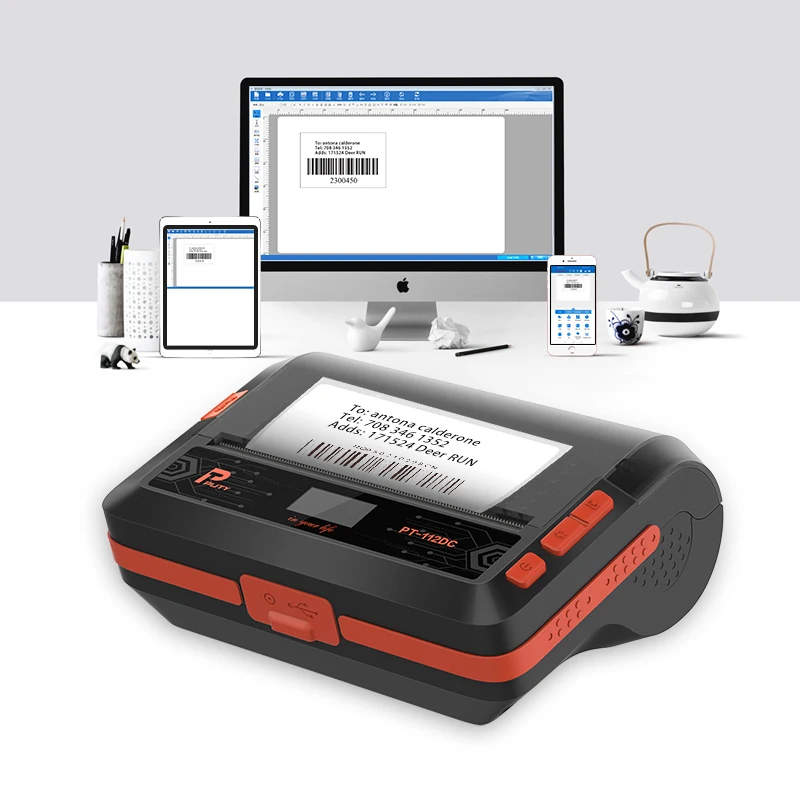 PT-112DC 108 مللي متر تسمية اللاسلكية الحرارية طابعة ملصقات الشحن 4x6 طابعة باركود الطباعة الحرارية اللون USB نقطة مصفوفة 90 يوما